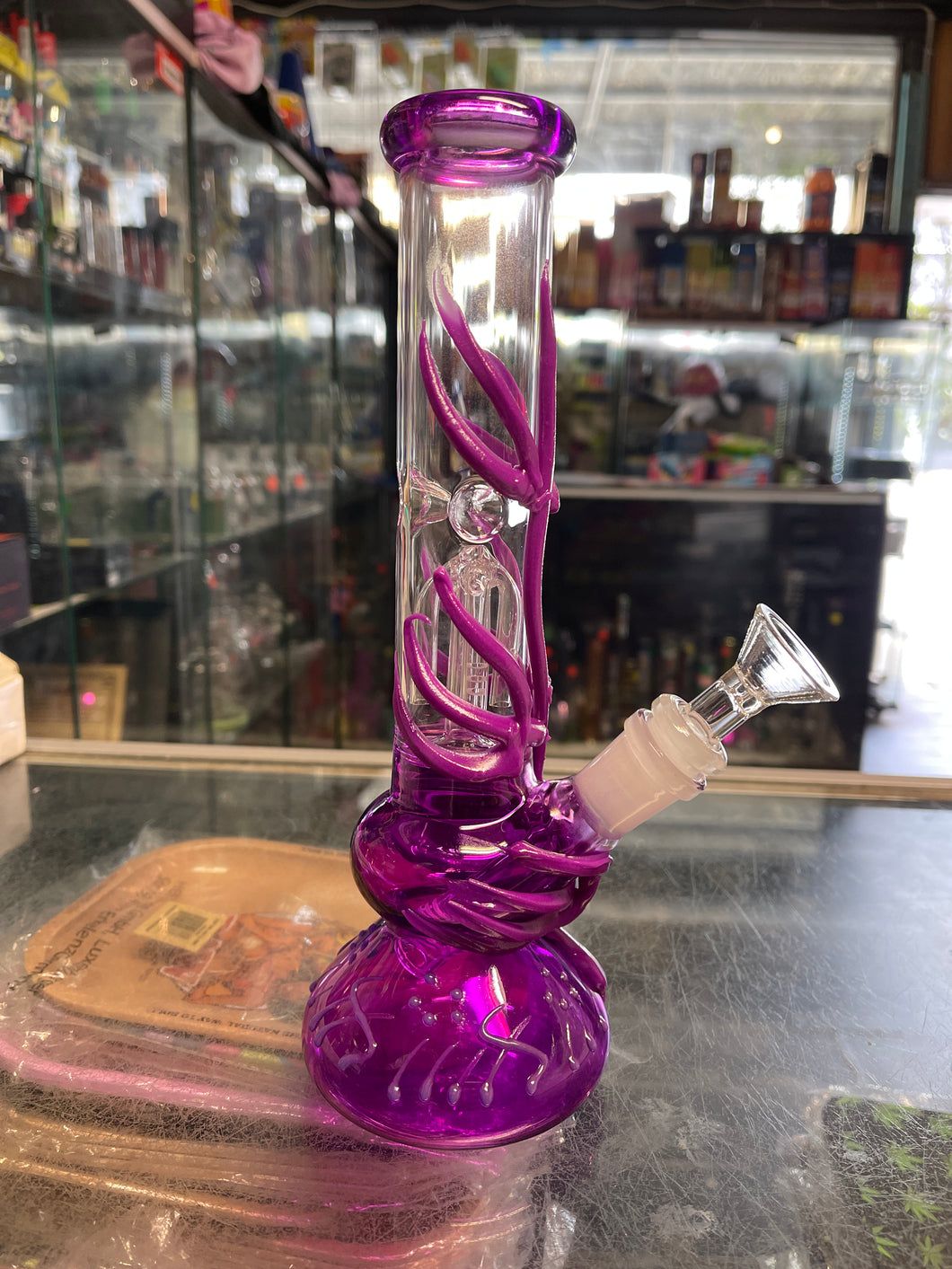 Purple beaker with perc